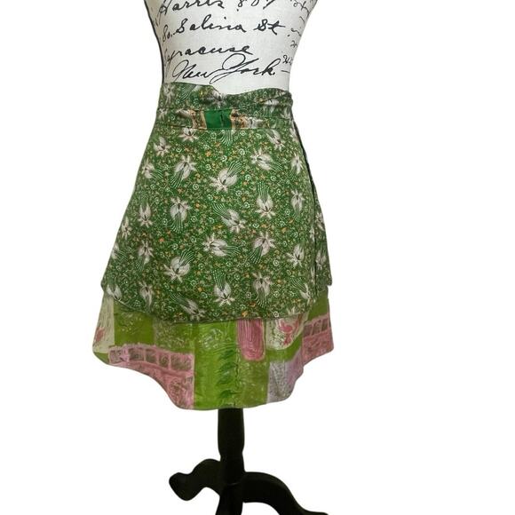 EARTHBOUND TRADING Co. WRAP SKIRT GREEN FLORAL SILK ONE SIZE FIT MOST FAIRY CORE - Picture 15 of 16